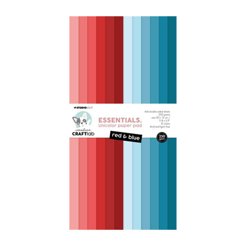 Unicolor papirblok - Red & Blue