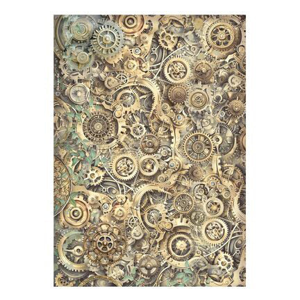 Stamperia - Gardens of Time rispapir - Gears