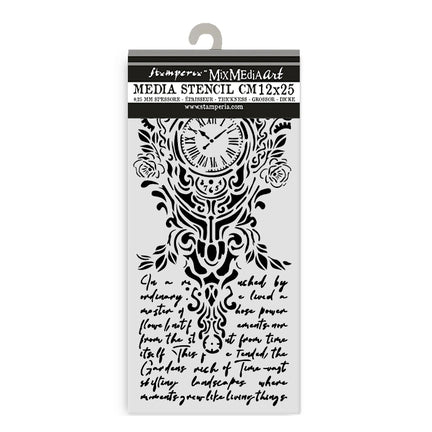 Stamperia stencil - Gardens of Time Clock and Writing