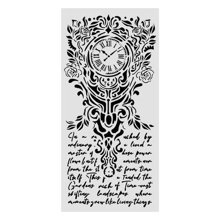 Stamperia stencil - Gardens of Time Clock and Writing