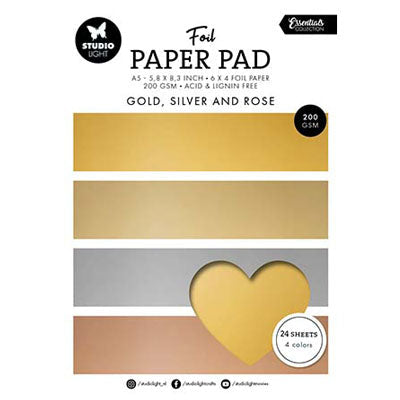 Studio Light Foil Paper Pad - guld og sølv