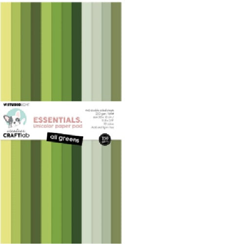 Unicolor papirblok - All greens